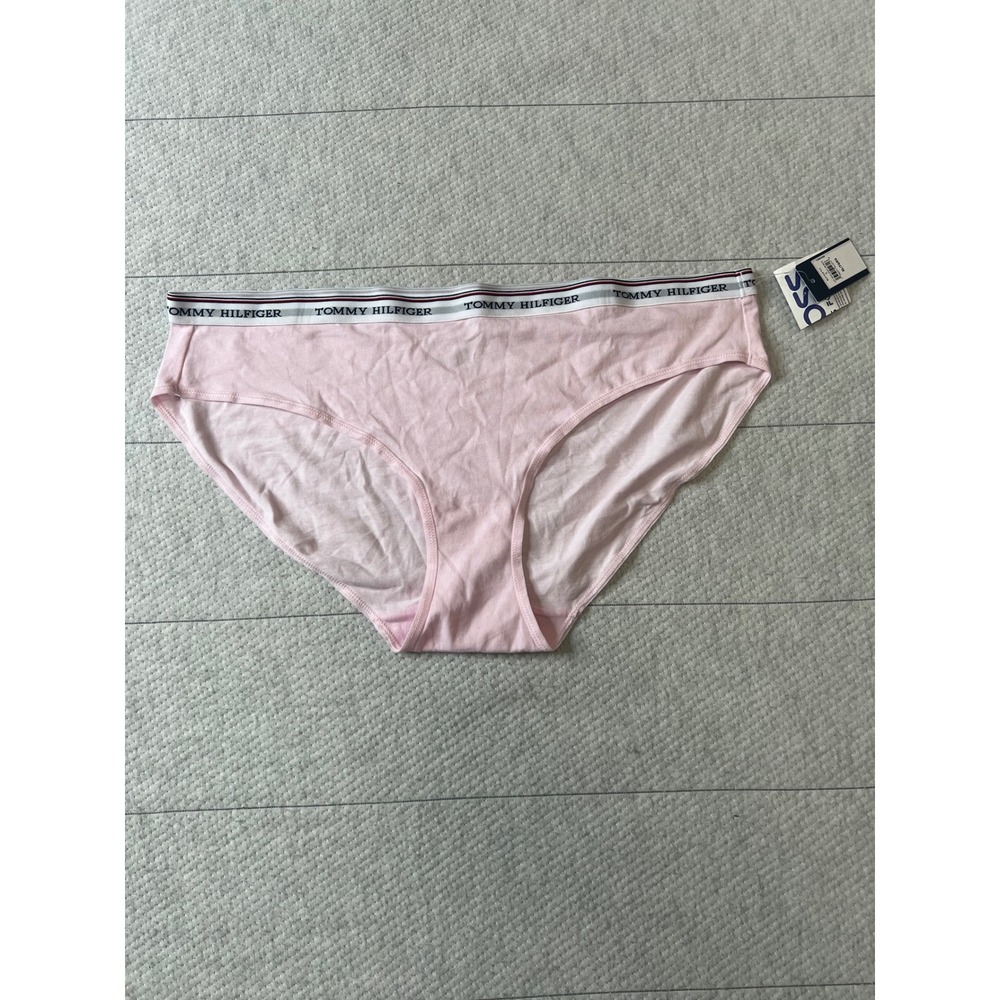 Tommy Hilfiger Womens Pink Cotton Logo Waistband Bikini Underwear XL